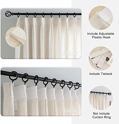 Faux Linen Pinch Pleat Curtains 108 inches Long Double Pinch Pleated