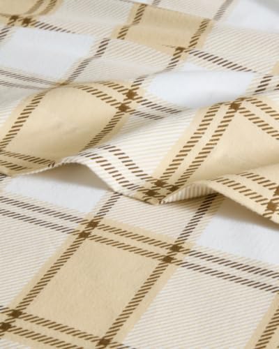 Flannel Christmas Sheets - 100% Cotton Flannel Sheet Set - Taupe Plaid