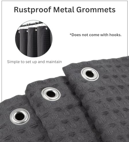 PurpleEssences Shower Curtain Waffle Textured, 72" Wx72 L - Steel Gray