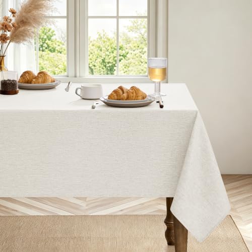Decorelia Faux Linen Farmhouse Table Cloth 60"x104" for 6 ft Rectangle