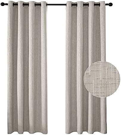 Linen Curtains 108 inch Length 2 Panels Burlap Textured 52x108 Beige