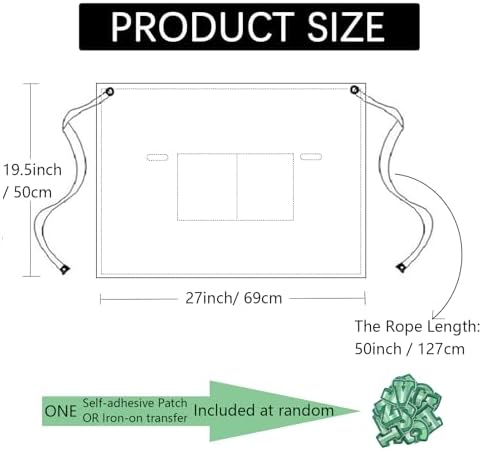 Waist Apron Half Short 1/2 Apron for Women Men Kitchen with 2 Pockets