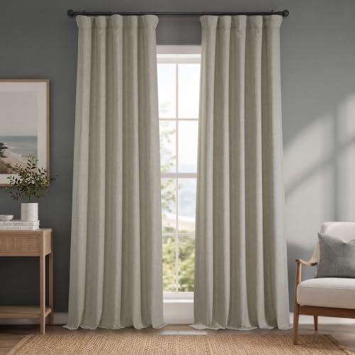 Faux Linen Curtains for Living Room (1 Panel) - 50W X 84L, Oatmeal