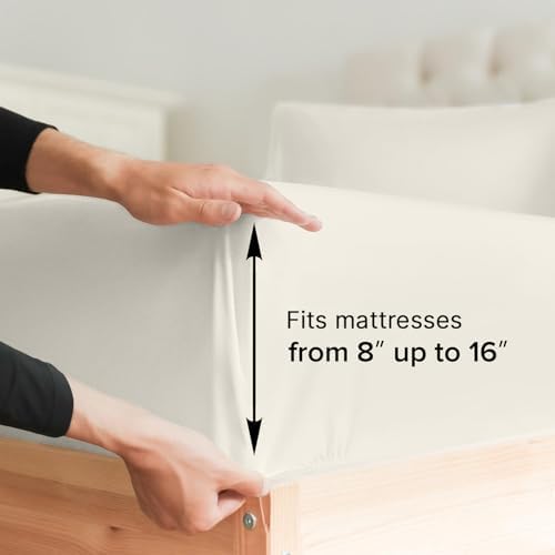 Split King 100% Egyptian Cotton Sheet Set Ivory