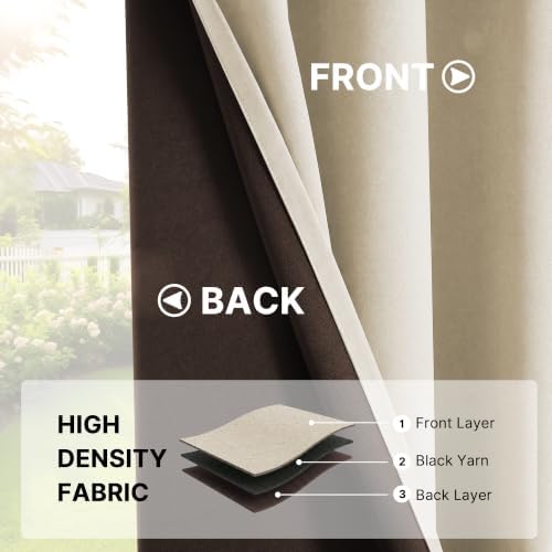 H.VERSAILTEX Cream Beige 100% Blackout Curtains for Bedroom