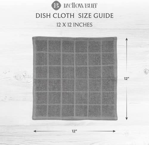 100% Cotton Terry Dish Cloth & Dish Towel, 6 Pack, Super Soft and