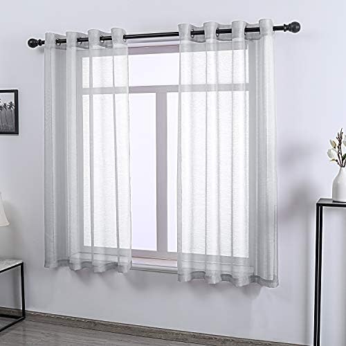 DONREN 63 Inch Textured Sheer Curtains Luxury Soft Grommet Top Shear
