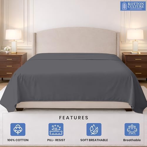 Kotton Culture 100% Egyptian Cotton 1 Pc Flat Sheet - 400 Thread