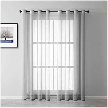 Sheer Bedroom Curtains 2 Panel Sets 63 Inch Length, Grommet Solid