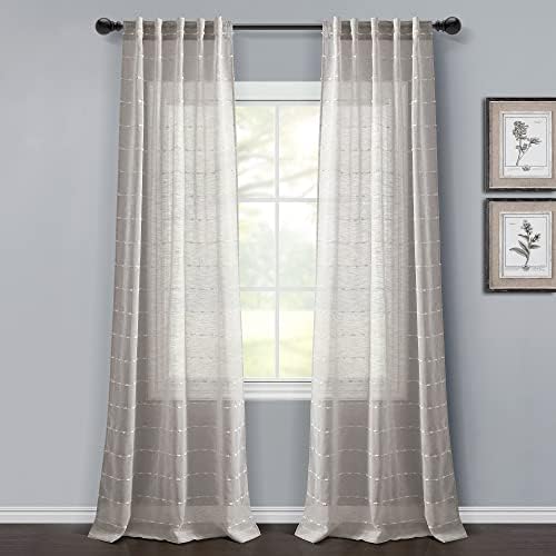 Lush Decor Farmhouse Textured Back Tab/Rod Pocket Sheer Window Curtain