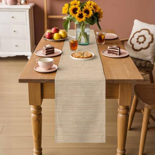 Modern Minimalist Art Table Runners 108 Inches Long, Solid Color Linen