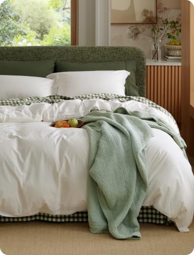 Bedsure PureWoven 100% Washed Cotton Duvet Cover Set, Twin Size, 2-PC
