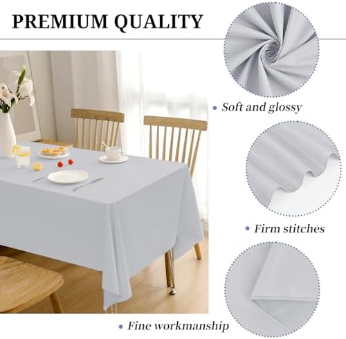 12 Pack Light Grey Tablecloths for 6ft Tables-60 x 102 Inch
