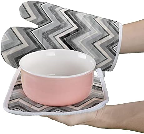 Kitchen Oven Gloves Grey Chevron Oven Mitts Pot Holder Set Geometric