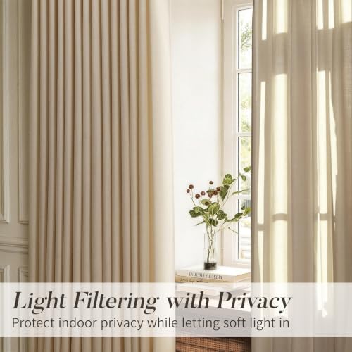 Pinch Pleated Linen Curtains for Living Room Extra Long 120 Inches