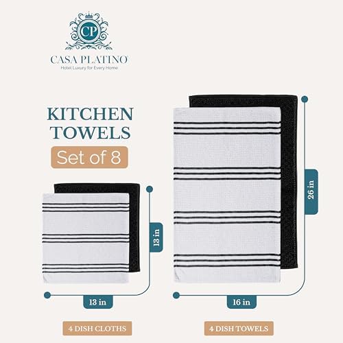 Casa Platino Kitchen Towel Set 8 Pc - 4 Dish Towels for Kitchen