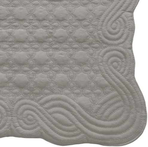 Loom and Mill Quilted Table Placemats Set of 6, 12x18 inch, Light Gray
