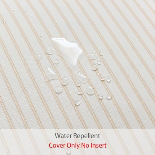 DEZENE 18x18 Beige Tan Outdoor Pillow Covers Pack of 2, Striped