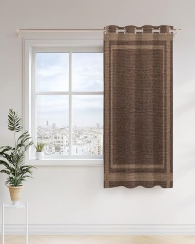 Brown Linen Curtains 96 inches Long for Living Room Bedroom Rustic