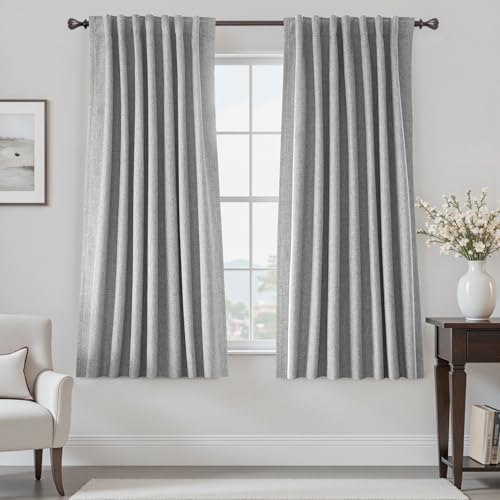 Blackout Curtains for Bedroom 63 Inch Length, Grey 2 Panels Set