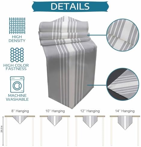Light Grey Striped Table Runner Linen Burlap Table Runner 72 Inches