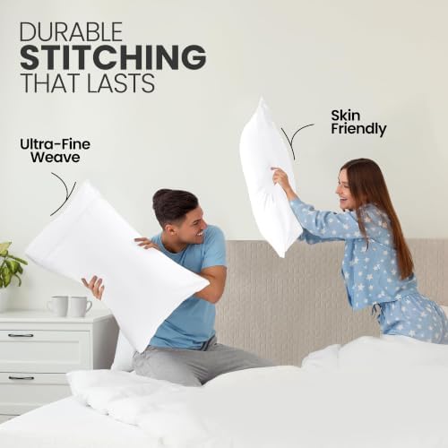 Pillow Covers Queen Size Set of 6, Soft and Comfy Pillow Cases, White