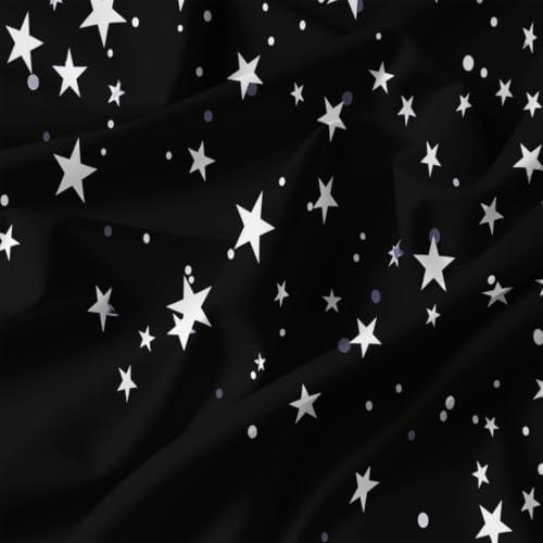 King Duvet Cover Set Soft Microfiber Simple Stars Black