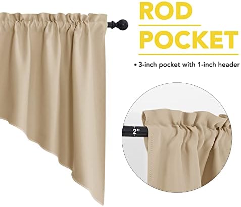 NICETOWN Room Darkening Rod Pocket Kitchen Tier Curtains - Tailored