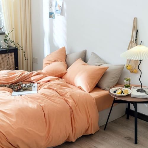 Jersey Knit Cotton Duvet Cover Set Super Soft Peach Pink Duvet Cover