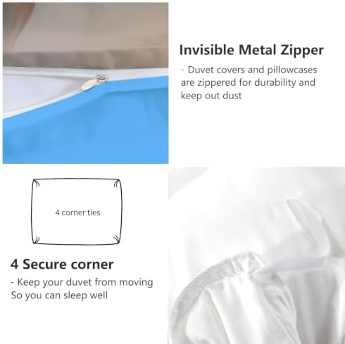 King Duvet Cover Set Soft Microfiber Running Horse Sky Blue