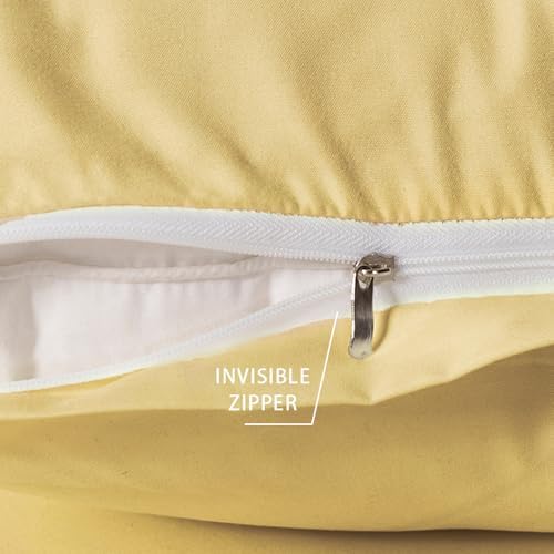 King Size Zipper Pillow Cases Set of 2,Gold,20x36 Inches