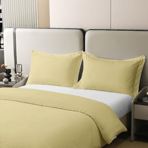 Erosebridal Beige 100% Cotton Duvet Cover Queen Solid Color Comforter