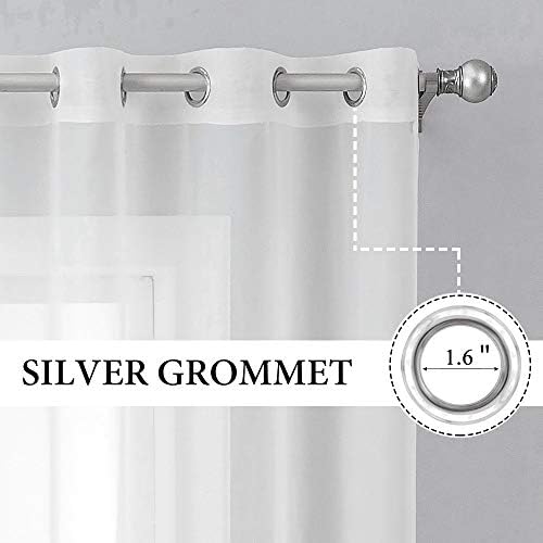 MIULEE 2 Panels Solid Color Ivory Sheer Curtains Elegant Grommet Top