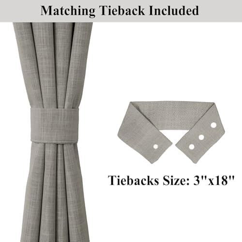 Frelement Full Blackout Curtains for Bedroom Living Room Linen