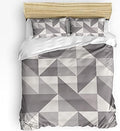 Duvet Cover Set Queen, Geometric Grey Art Triangle 3 Piece Bedding Set
