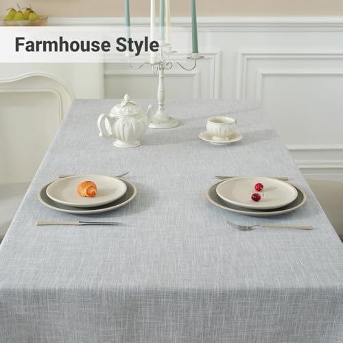 Laolitou Light Gray Rectangle Tablecloth with Tassels 55x106 Inch