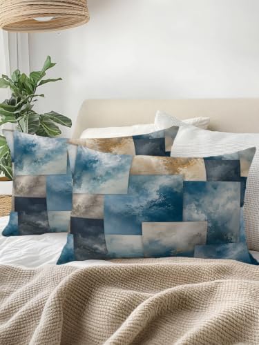 Outdoor Throw Pillow Set of 2, Abstract Fluid Art Waterproof Pillow