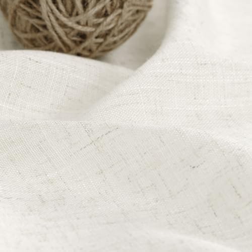 Cream Linen Curtains Back Tab Sheer Curtains 90 Inches Long for Living