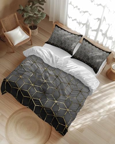 LooPoP Duvet Cover Set Queen SizeGrey Geometric Comforter Sets