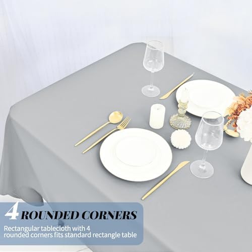 fani 10 Packs Light Grey Tablecloth - 60 x 102 Inch for 6Ft Tables