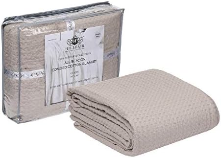 HILLFAIR 100% Combed Cotton Blanket–102x108 Inch California King Size