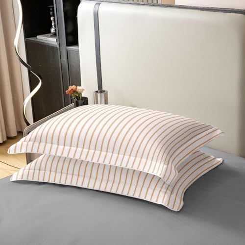 Feelyou Beige Grey Stripes Duvet Cover 100% Cotton King Size Striped