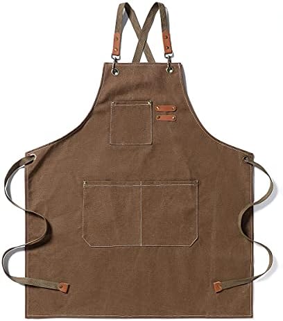 Hyzrz Chef Aprons for Men Women with Large Pockets, Cotton Canvas