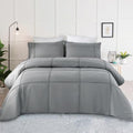 INFLAG Gray Boho Duvet Cover Set, Striped Checkered Pattern Bedding
