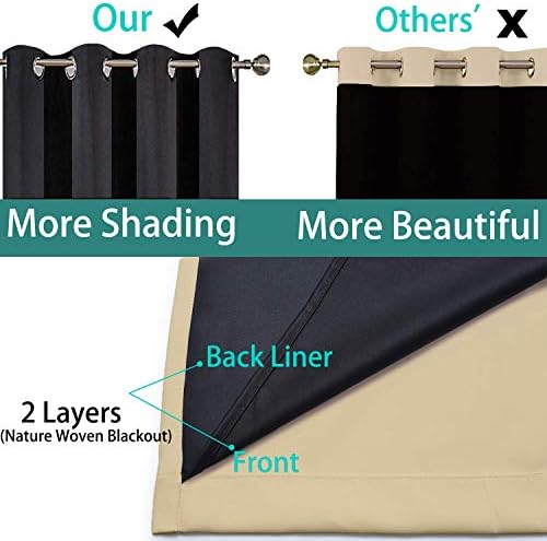 Yakamok Beige 100% Blackout Curtains 108 Inches Long for Bedroom 52"