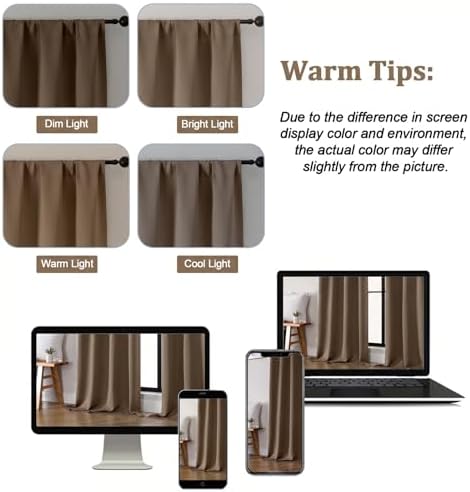 Lecloud Brown Room Darkening Curtains for Bedroom 72 Inches Long 2