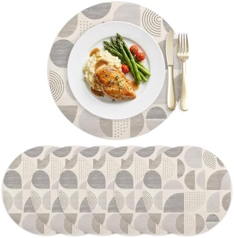 Abstract Placemats Set of 6, Faux Leather Placemats Boho Modern