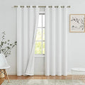 Cream White Full Blackout Grommet Curtain for Bedroom with Liner