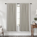 Taupe Back Tab Linen Blackout Curtains for Living Room 52x63 Inches