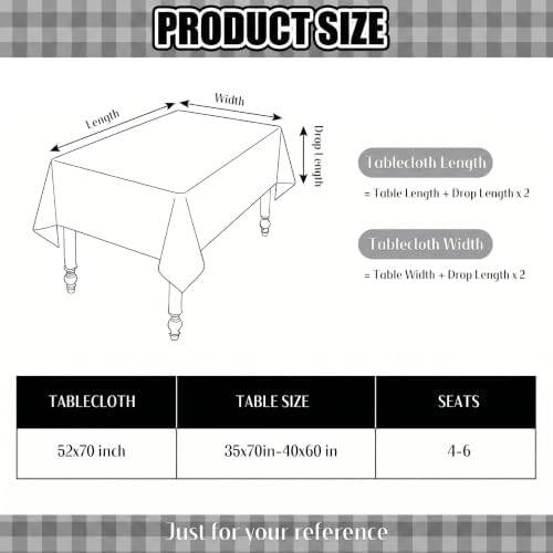 Moukeren 52 x 70 Inch Taupe and White Gingham Tablecloth with Lace